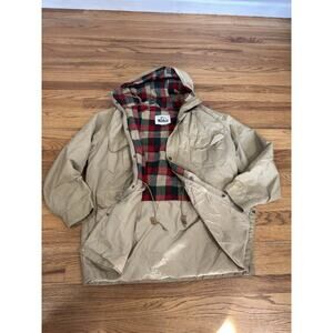 Vintage Woolrich Hooded Jacket Mens Large Wool Plaid Flannel Lined Made In USA